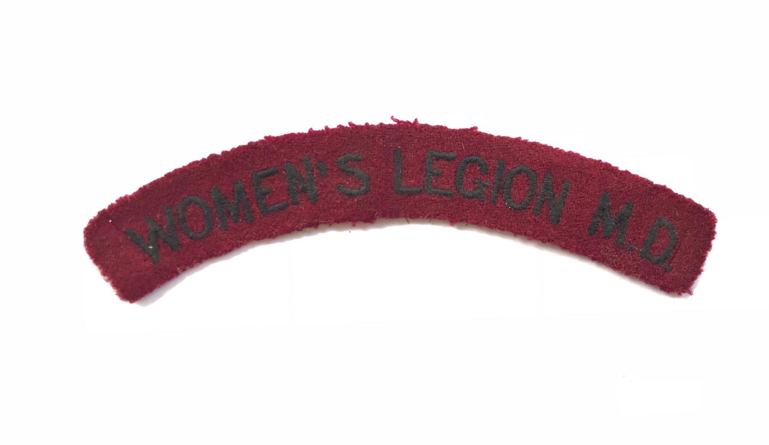WW1 Women’s Legion M.D. Cloth Shoulder Title.