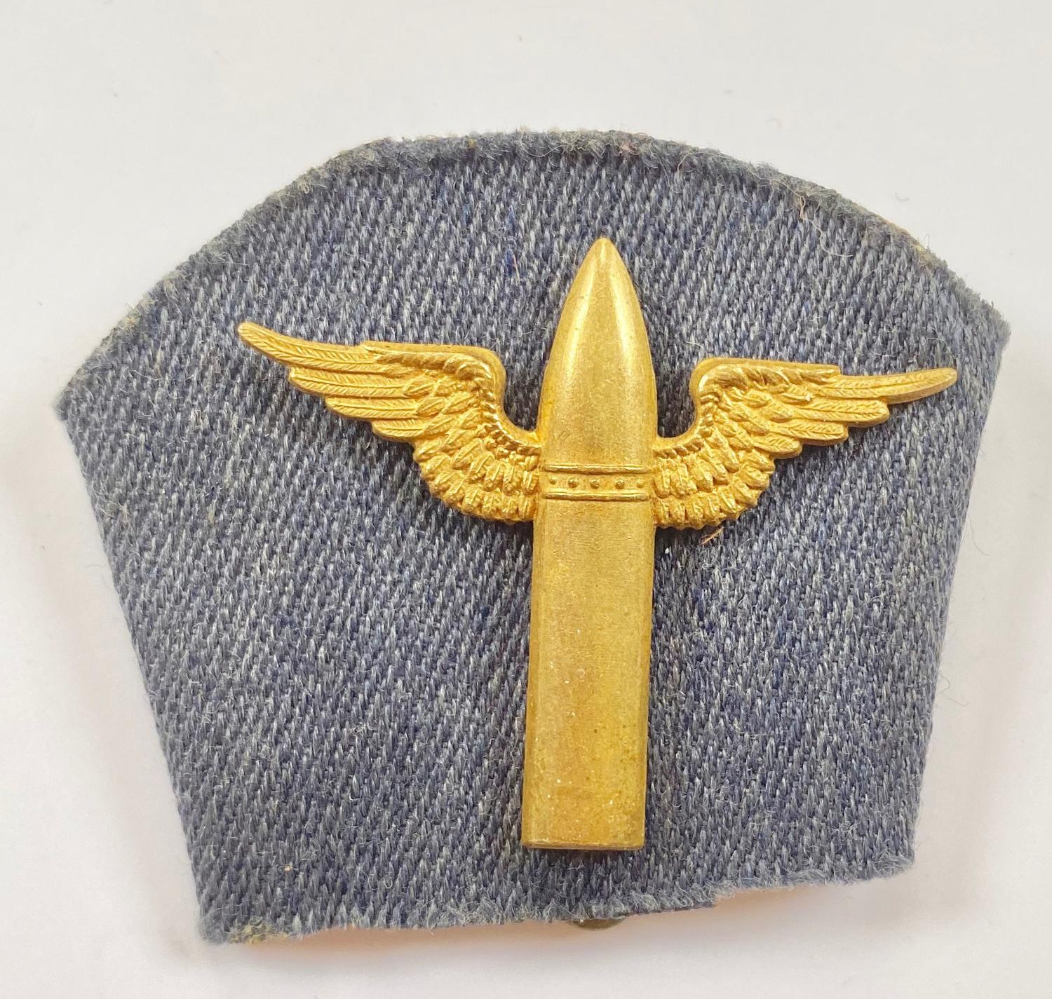 RAF Air Gunner’s 1923-39 winged bullet brass arm badge.