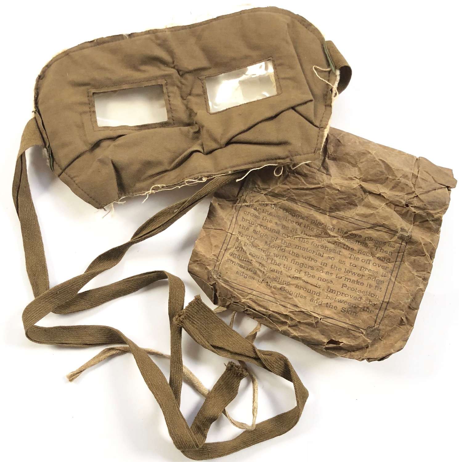 WW1 British Anti Gas Goggles & Packet.