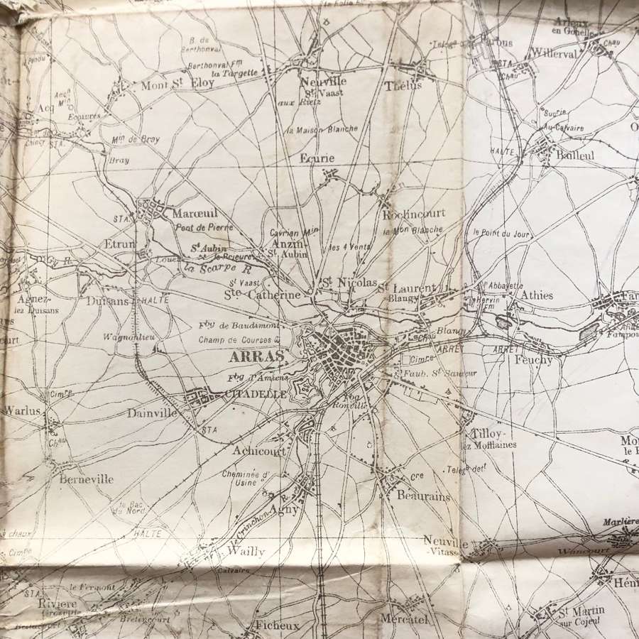 WW1 British Army March 1918 Map of Arras.