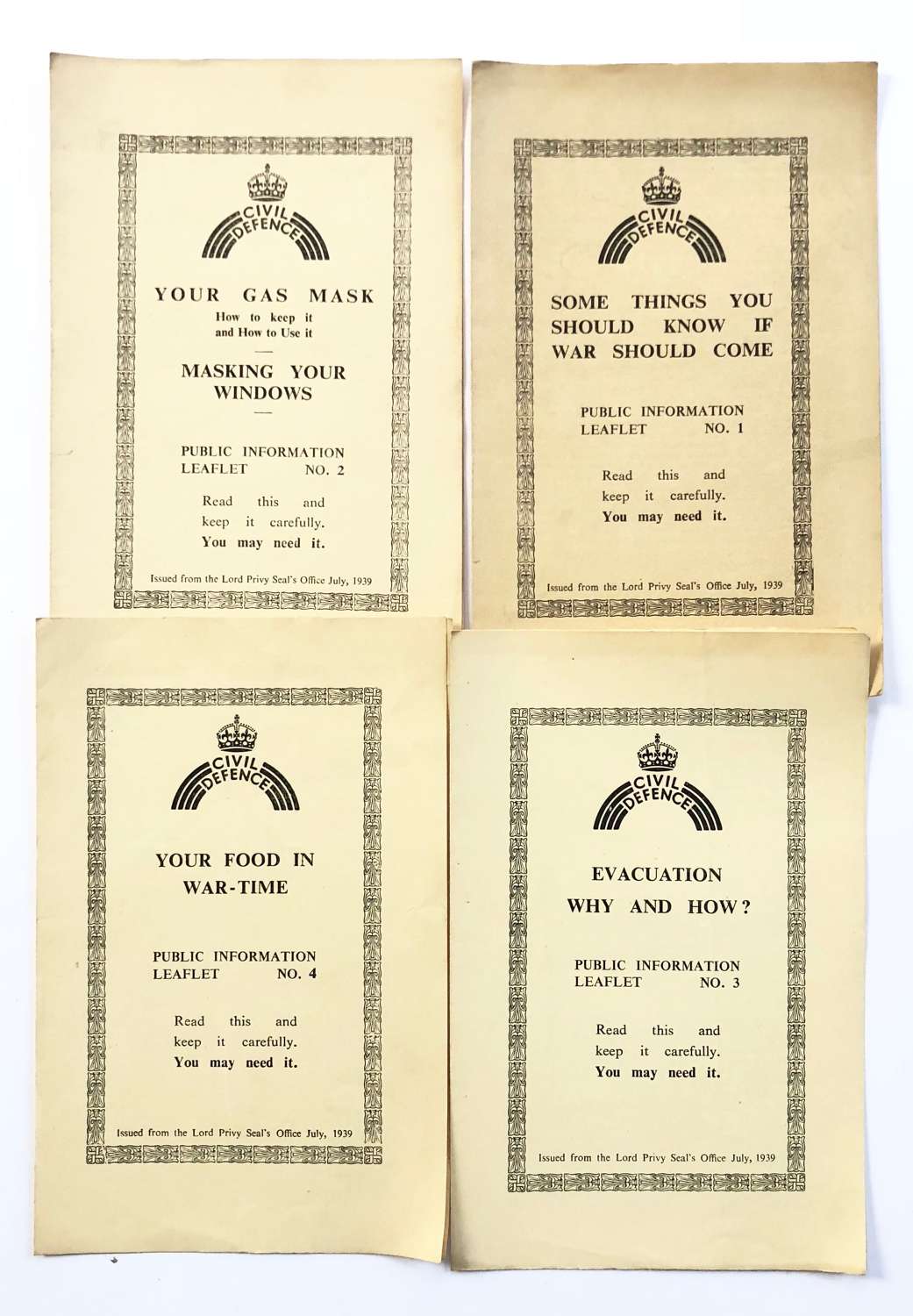 WW2 Home Front Civil Defence Pamphlets 1-4.