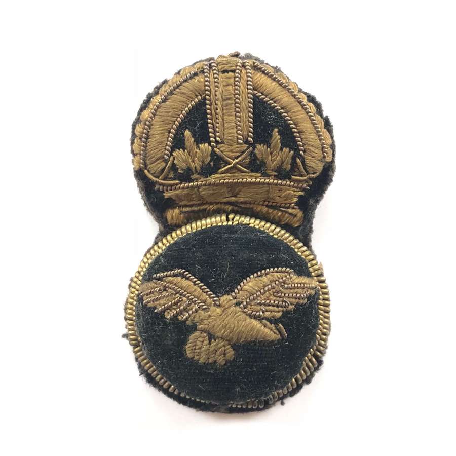 WW1 RAF 1st Pattern Senior NCO Bullion Embroidered Cap Badge.