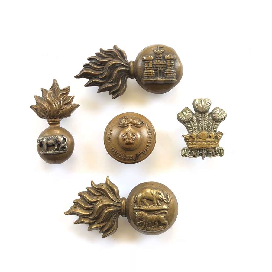 Selection of Pre 1922 Irish Regiment Collar Badges & Button