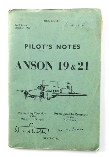 RAF Avro Anson ORIGINAL Pilot Notes.