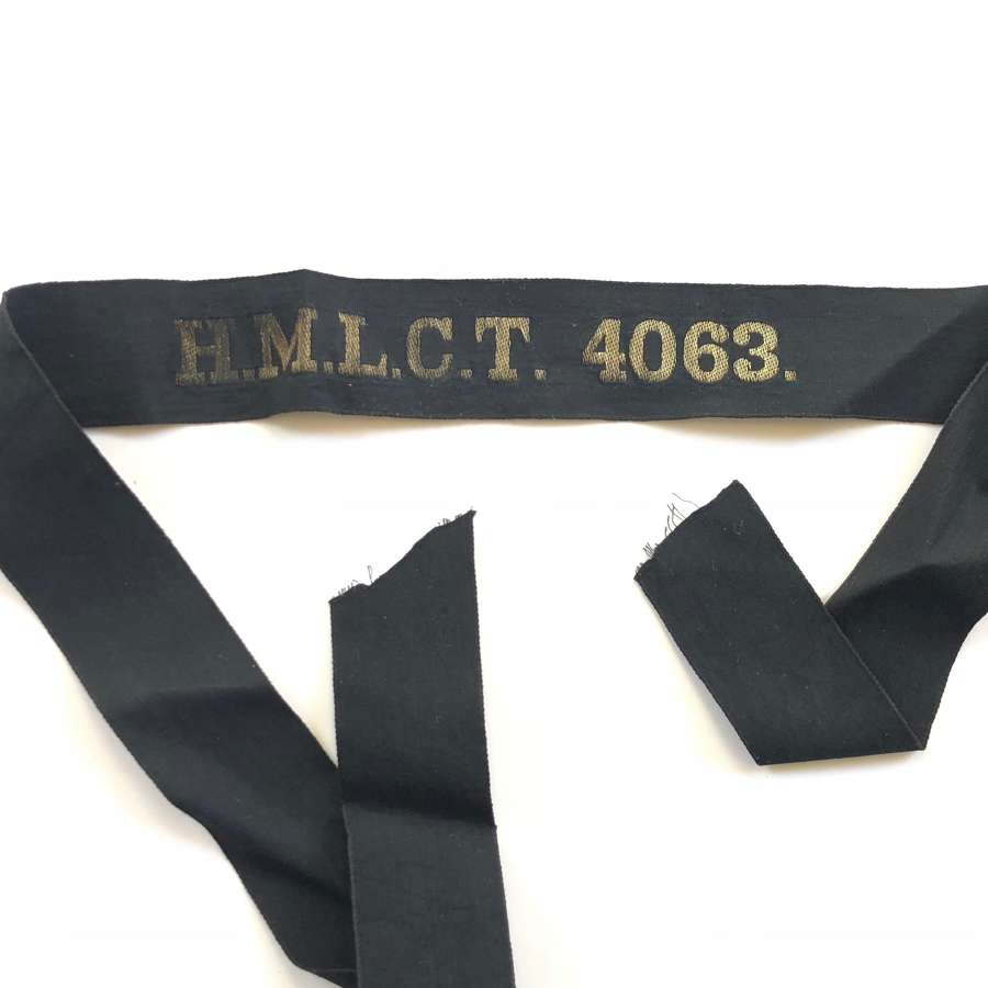 Royal Navy Landing Craft Tank HMLCT 4063 Ratings Cap Tally Badge.
