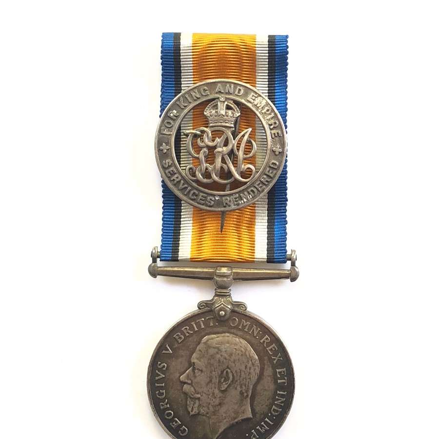 WW1 Welsh Regiment British War Medal and Silver War Badge.
