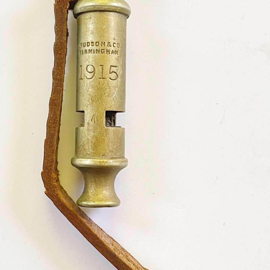 WW1 1915 British Officer's Trench Whistle & Strap.