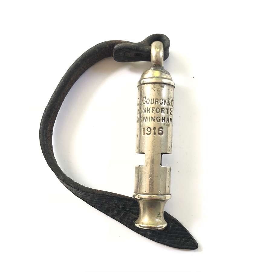 WW1 1916 British Officer's Trench Whistle & Strap.