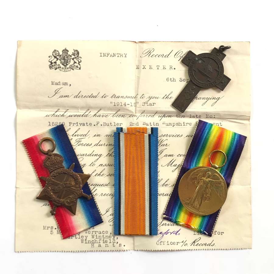 WW1 Hampshire Regiment Gallipoli Casualty Pair of Medals.
