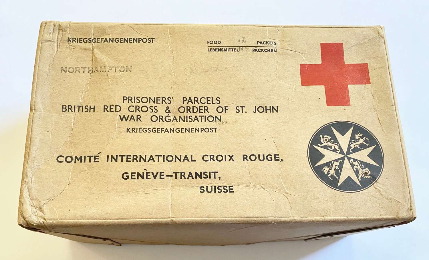 WW2 British Red Cross POW Cardboard Box.