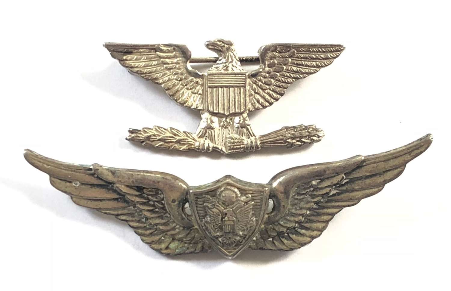 Cold War Period US Miniature Aircrew Silver Wing & Rank Badge.