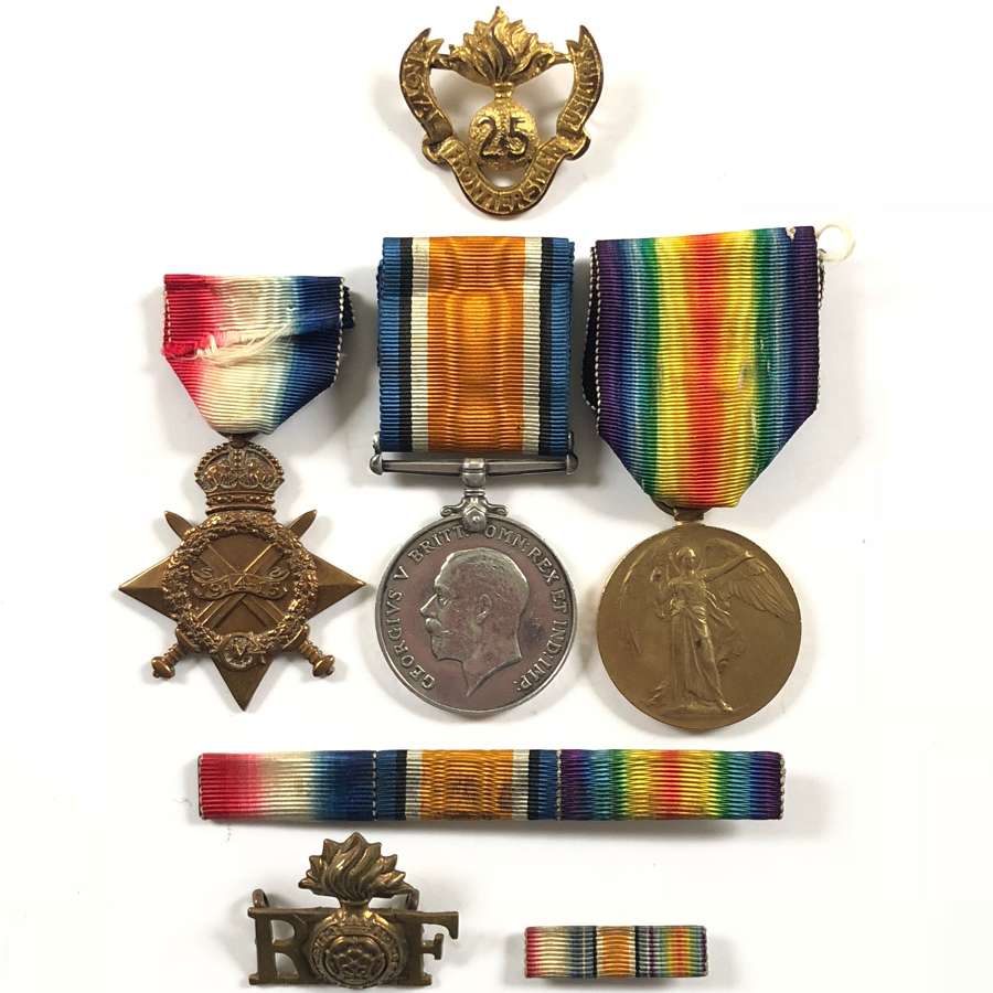 WW1 25th (Frontiersmen) Bn Royal Fusiliers Group of Medals & Brooch.