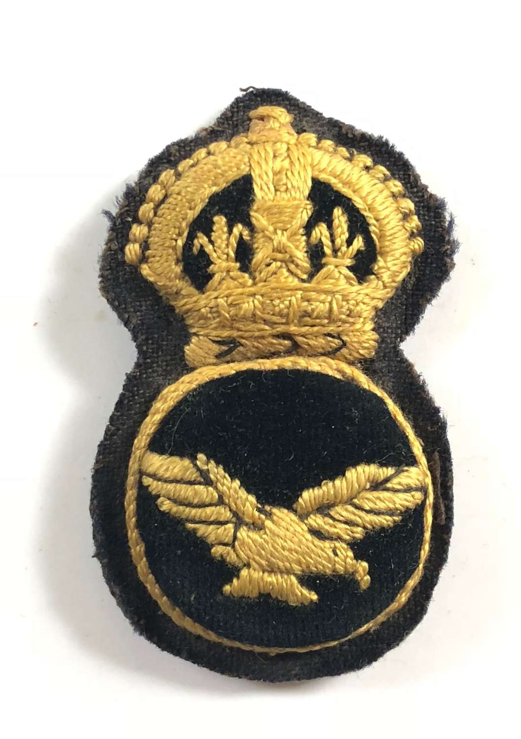 RAF 1918 1st pattern NCO’s embroidered cap badge.