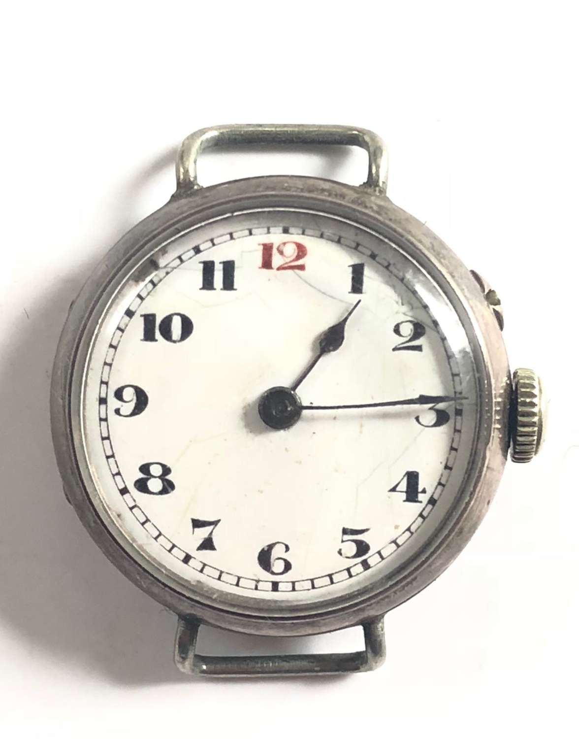 WW1 Period Small Face Silver Case Wristwatch.