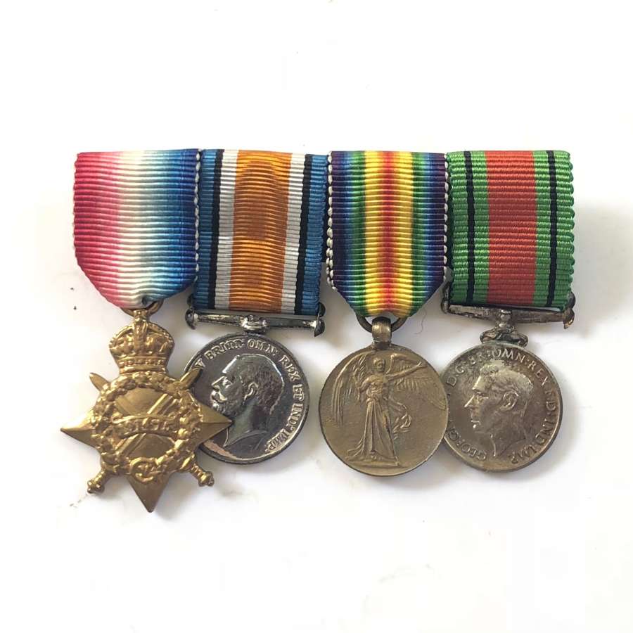 WW1 Miniature Medal Group of Four Medals.