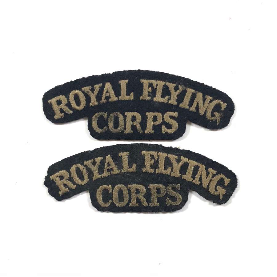 WW1 Royal Flying Corps RFC Matching Pair Cloth Shoulder Titles.