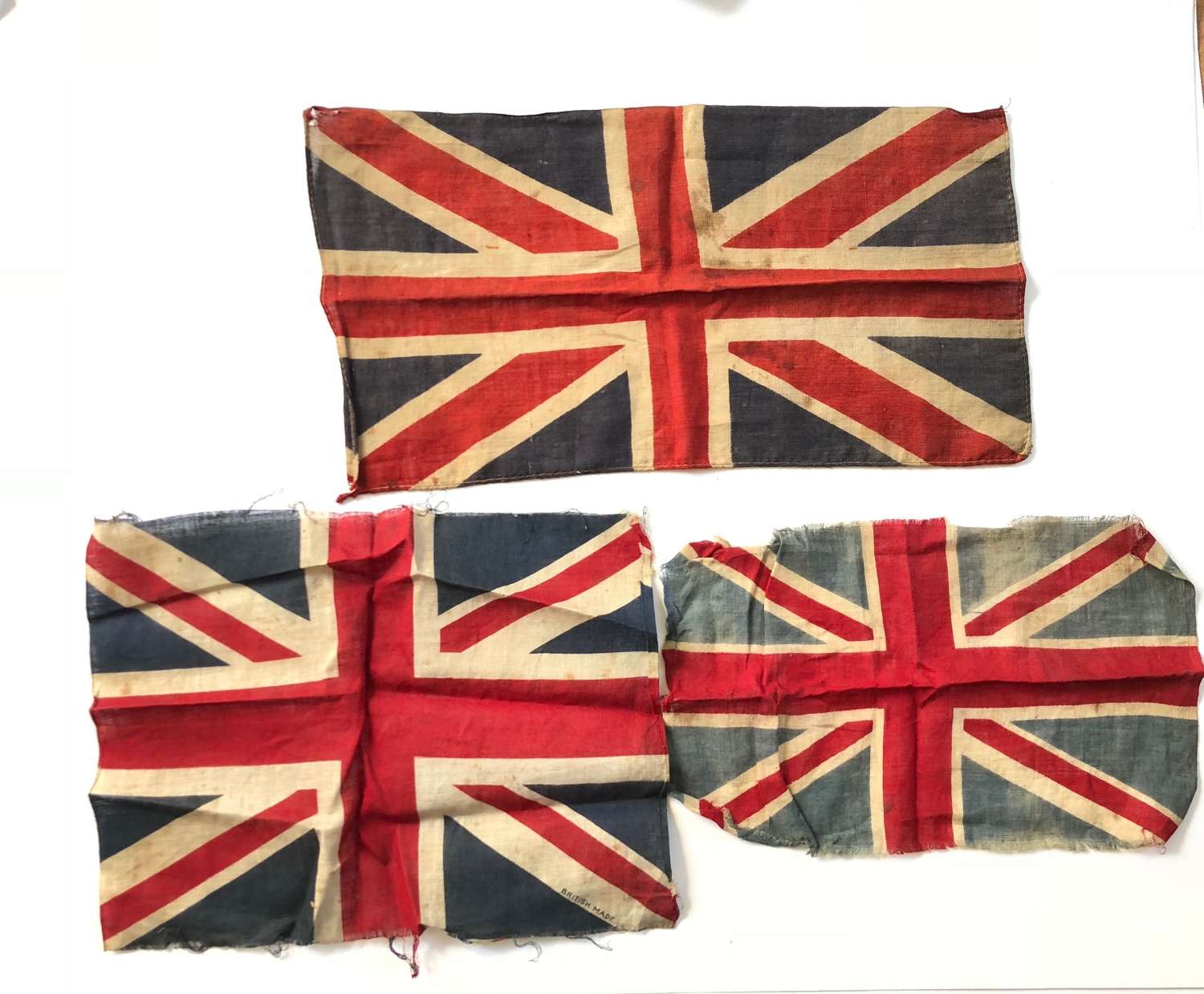 WW1 Period Cotton Union Jack Patriotic Flags.