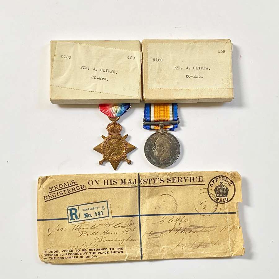 WW1 20th Hussars 1914 Star & British War Medal Pair.