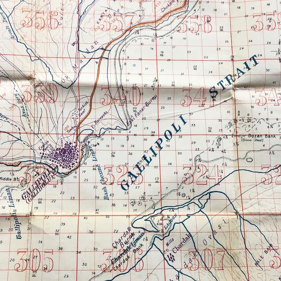 WW1 1915 Original Gallipoli Military Trench Map.