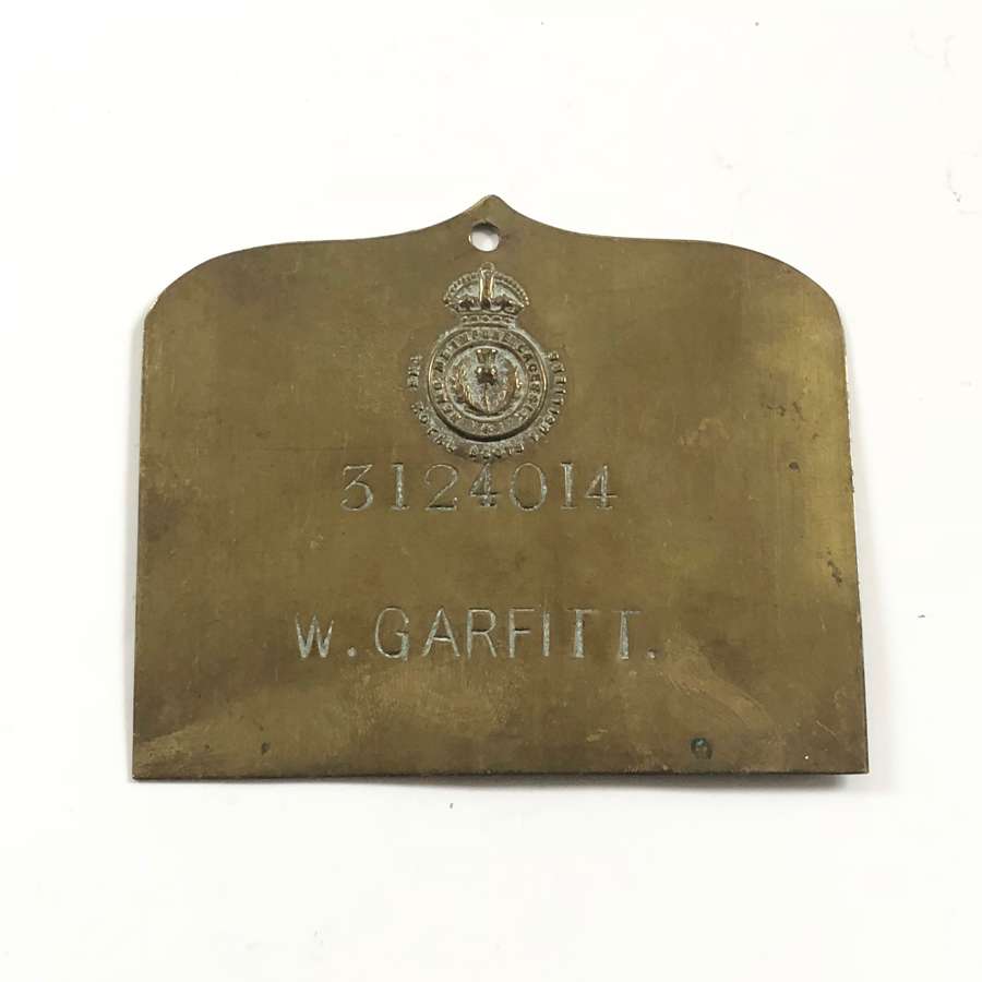 Royal Scots Fusiliers Other Rank’s Duty Brass Plate.