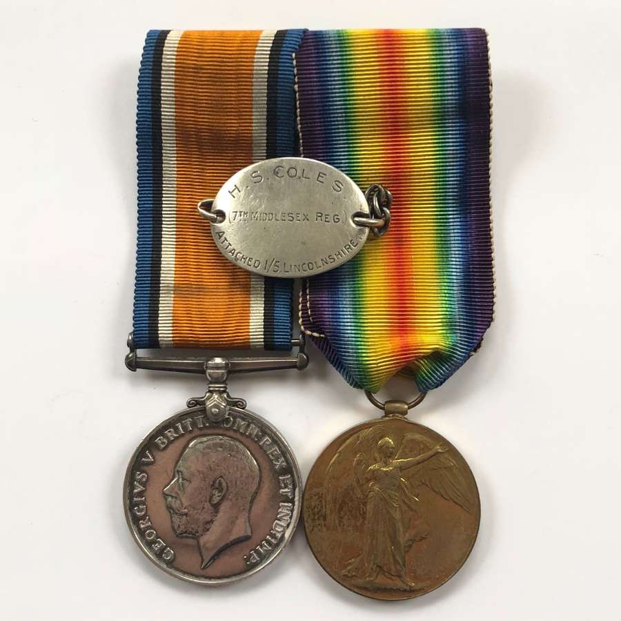WW1 Middlesex / Lincolnshire Regiment Officer’s Medals & ID Tag