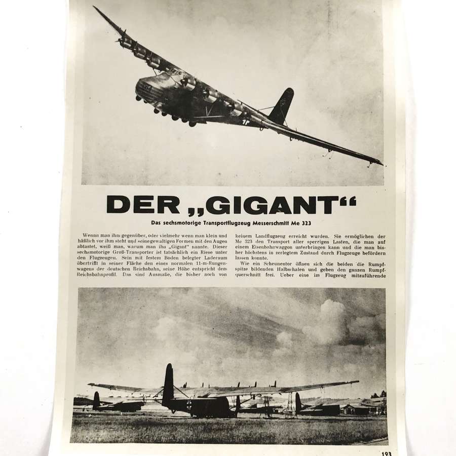 RAF Intelligence Section Original Photograph German ME 323 Aircraft