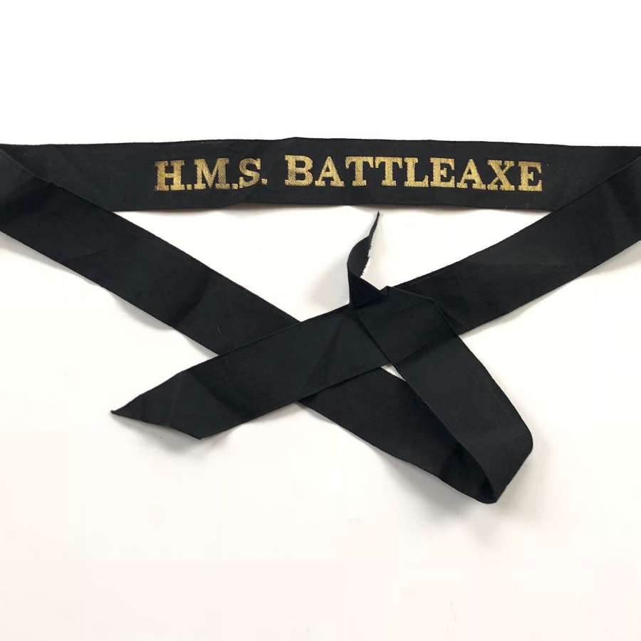 Royal Navy Cold War Period HMS Battleaxe Ratings Cap Tally Badge.