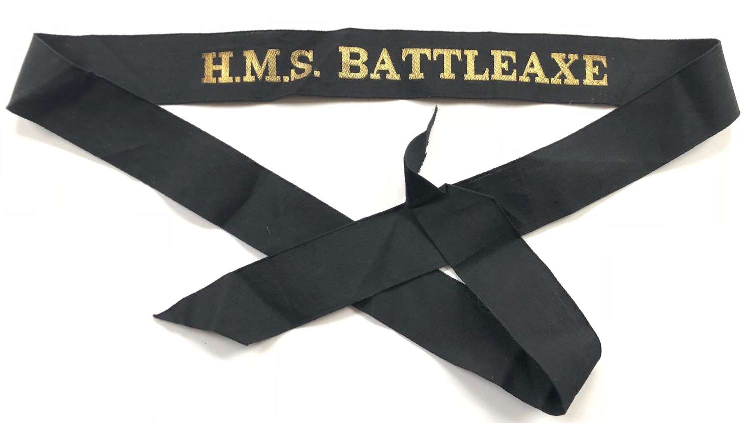 Royal Navy Cold War Period HMS Battleaxe Ratings Cap Tally Badge.