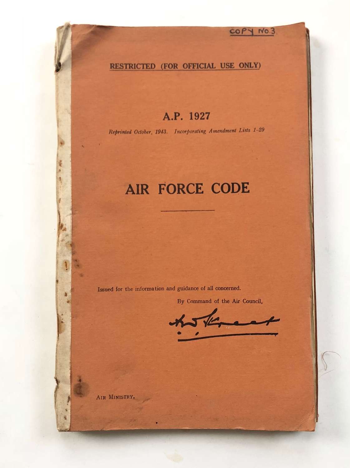 WW2 / Cold War RAF AP 1927 Air Force Code For Transmitting.