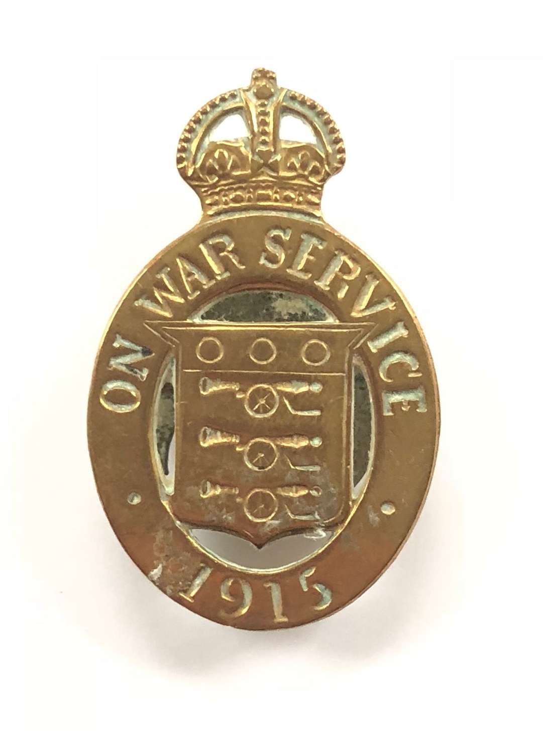 WW1 On War Service 1915 munition workers numbered badge