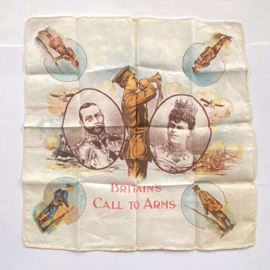 WW1 Patriotic “Britiains Call To Arms” Printed Handkerchief