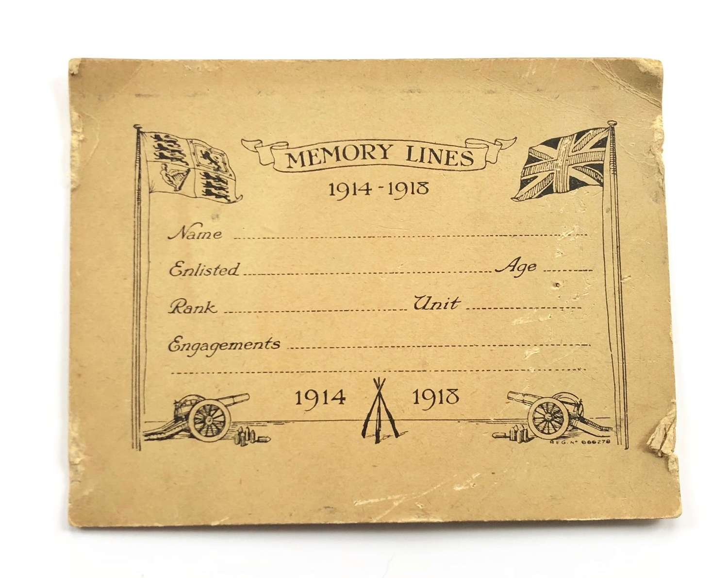 WW1 British Patriotic Service Card.