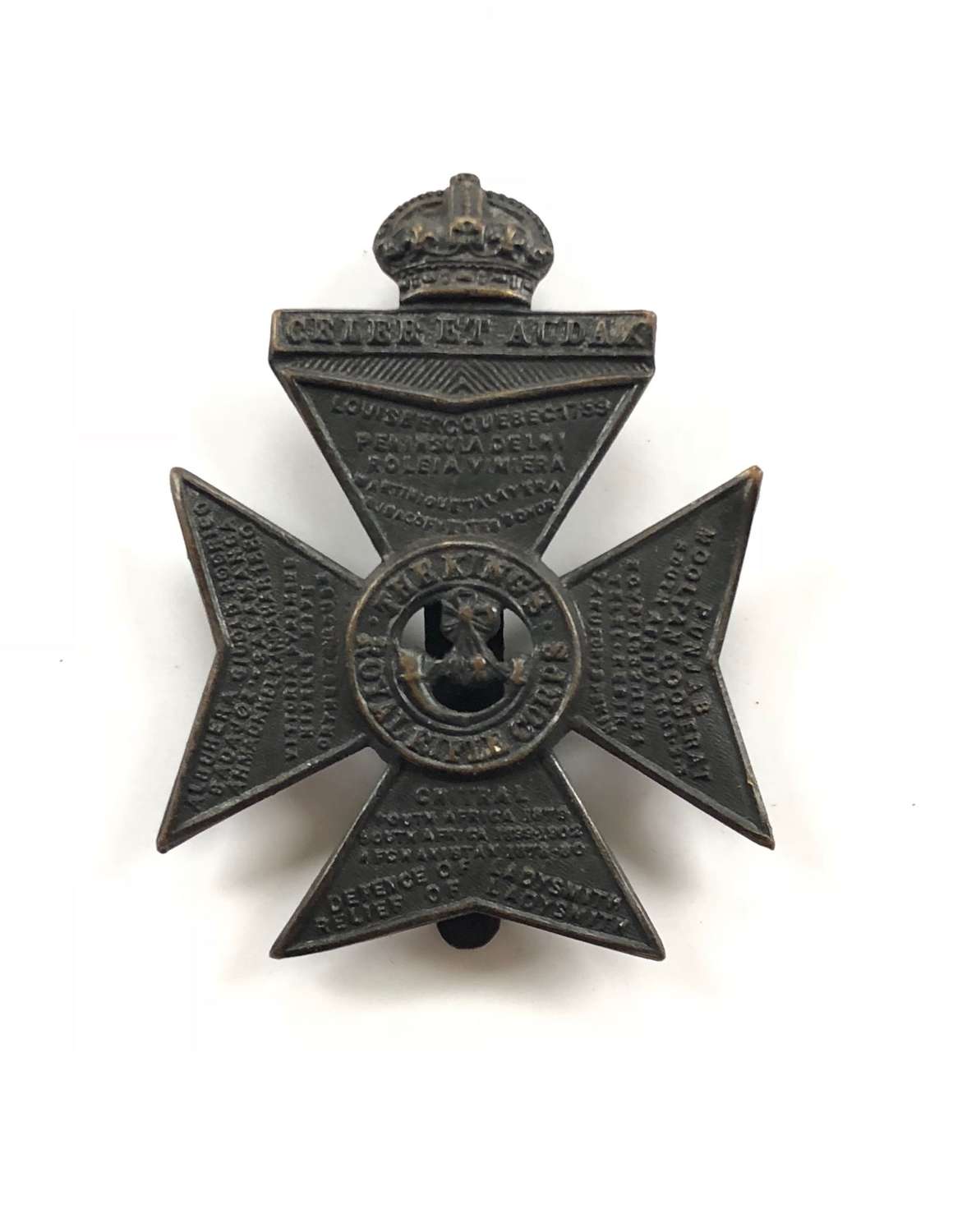 WW1 / WW2 Pattern KRRC King’s Royal Rifle Corps Cap Badge.
