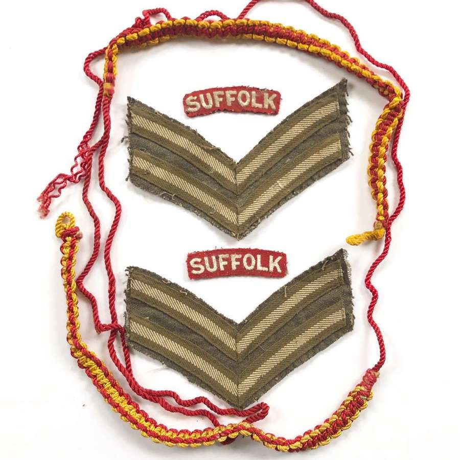 WW2 / Cold War Period Suffolk Regiment Shoulder Titles & Rank.