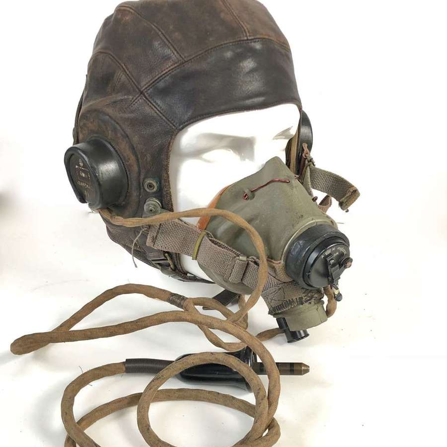 WW2 RAF Attributed Flying Helmet & G Type Mask Combination.