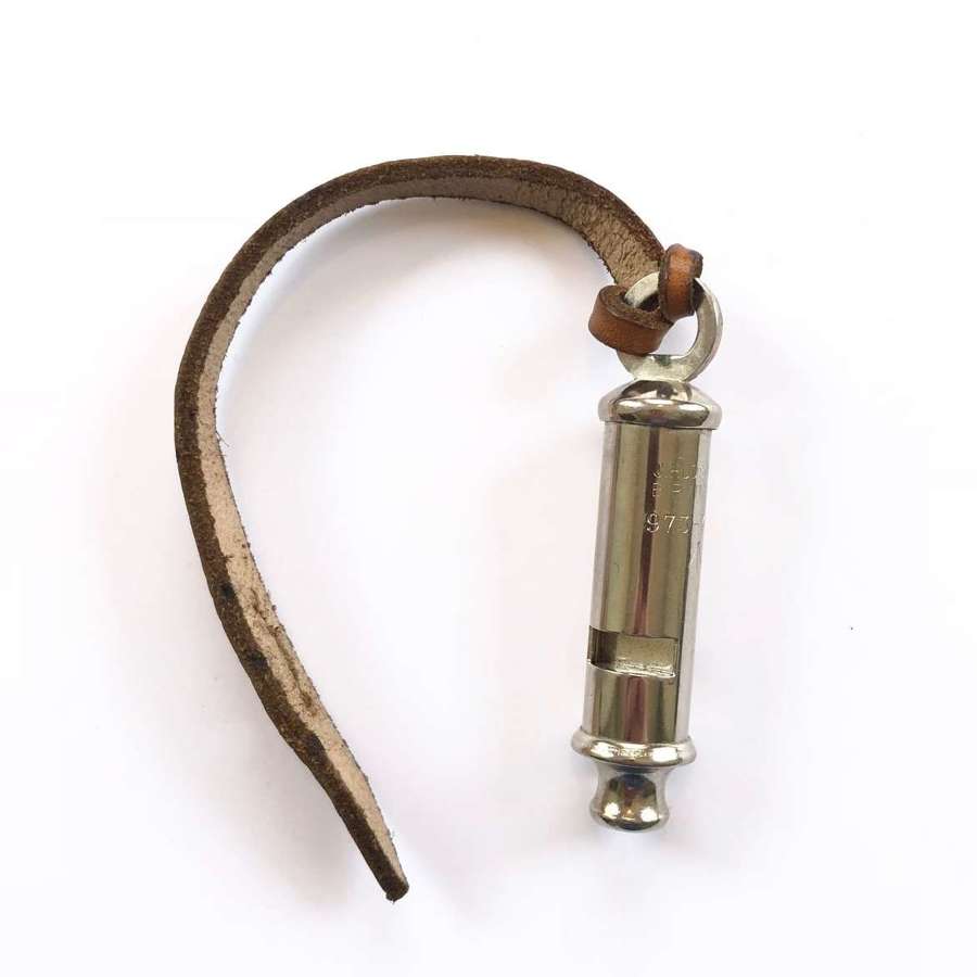 WW1 Pattern Officer’s Trench Whistle and Leather Strap. Issue Exampl