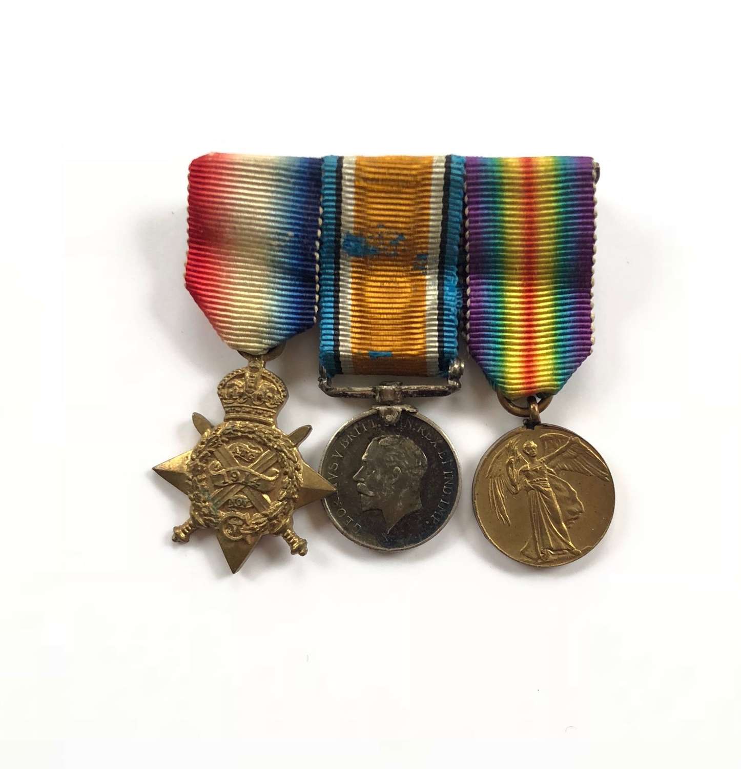 WW1 1914 Mons Star Miniature Medal Group of Three.