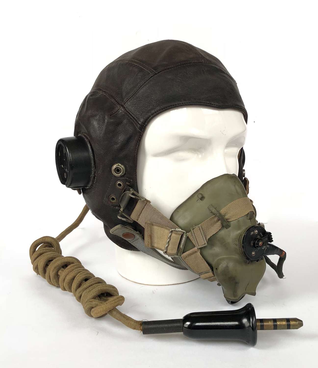 WW2 Pattern RAF C Type Flying Helmet and Oxygen Mask.
