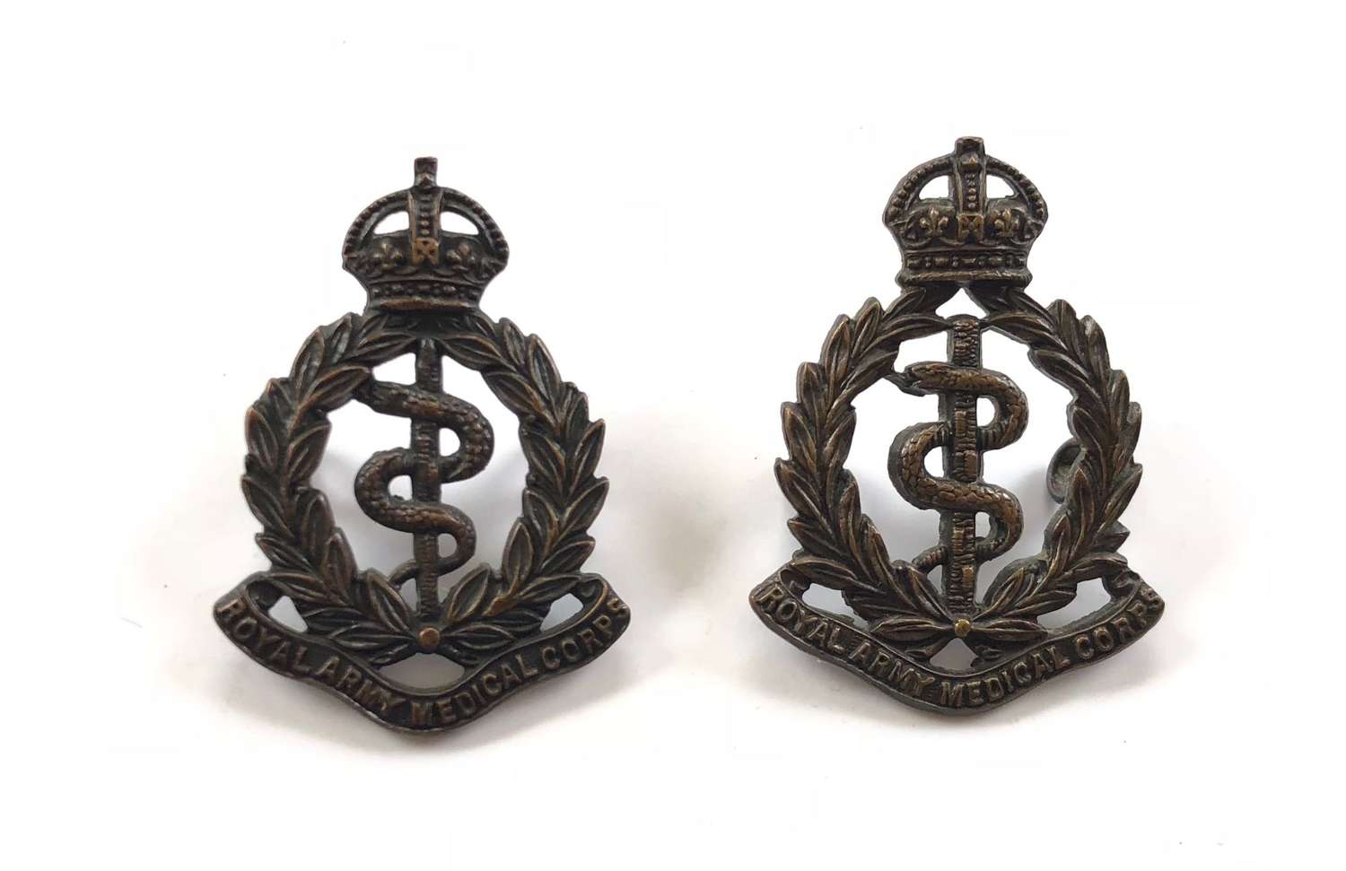 WW1 WW2 Pattern Royal Army Medical Corps RAMC Collar Badges.