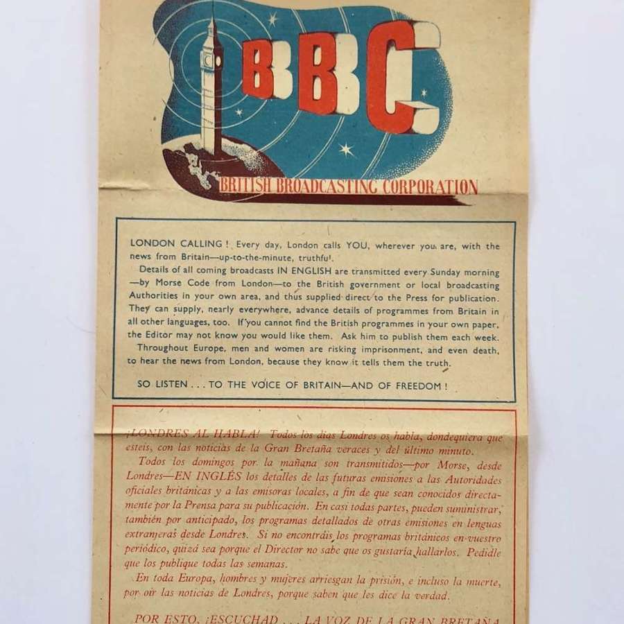 WW2 BBC London Calling Leaflet.