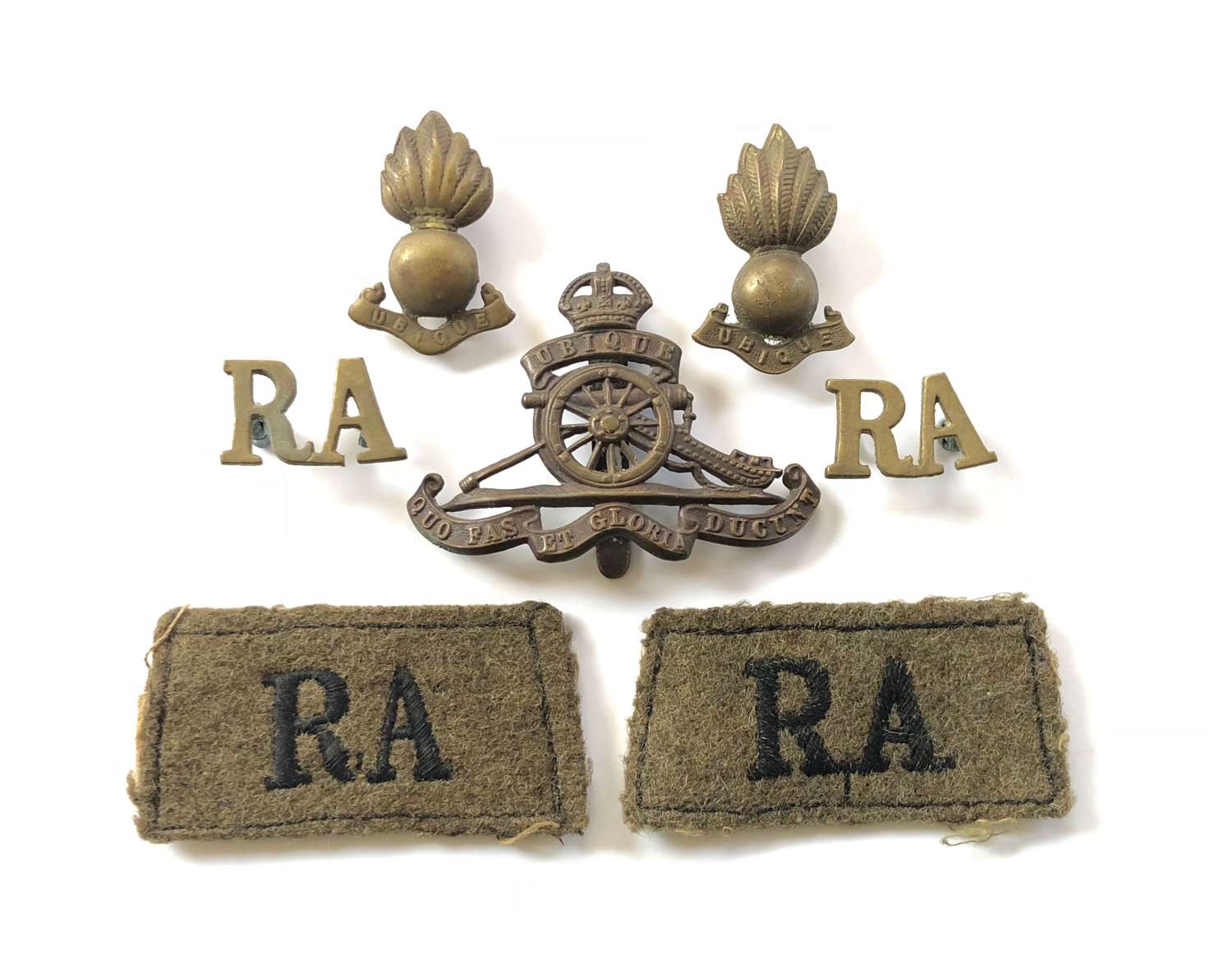 WW2 Period Royal Artillery Uniform Badges.