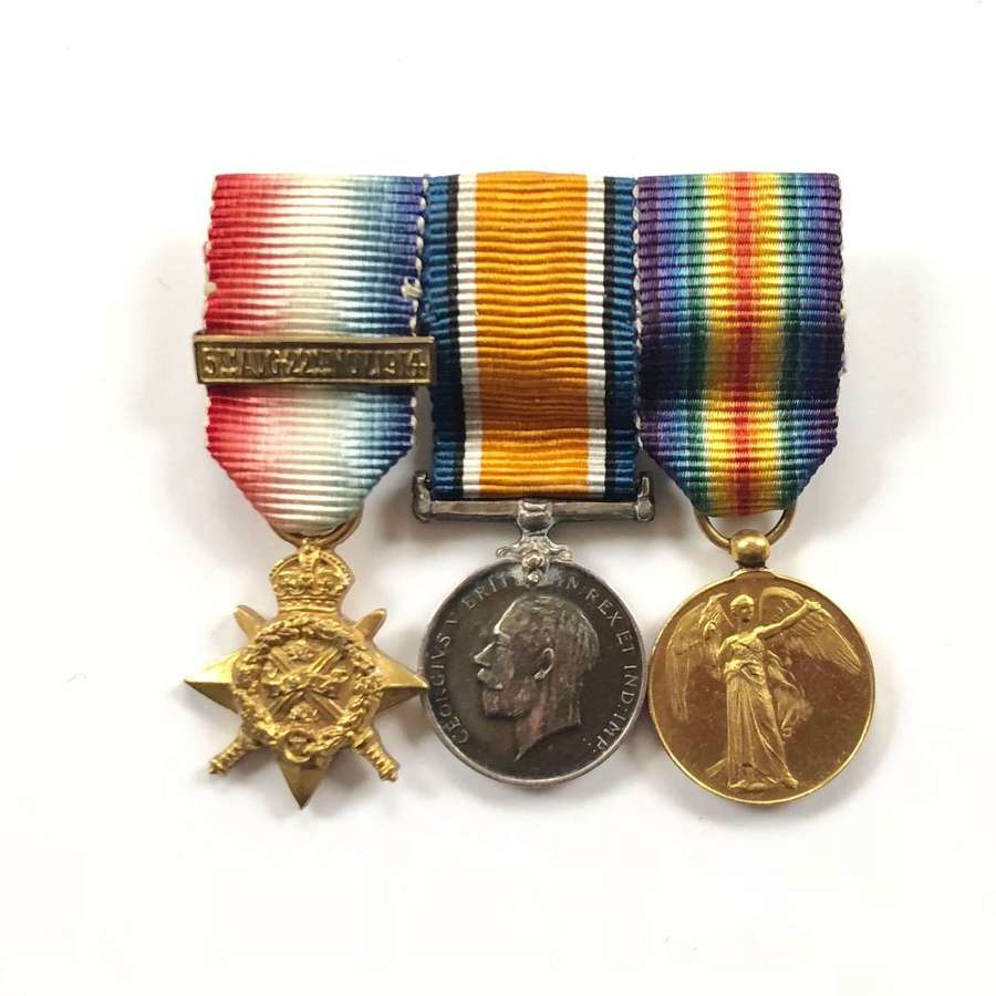 WW1 1914 Mons Star & Bar Miniature Set of Medals.