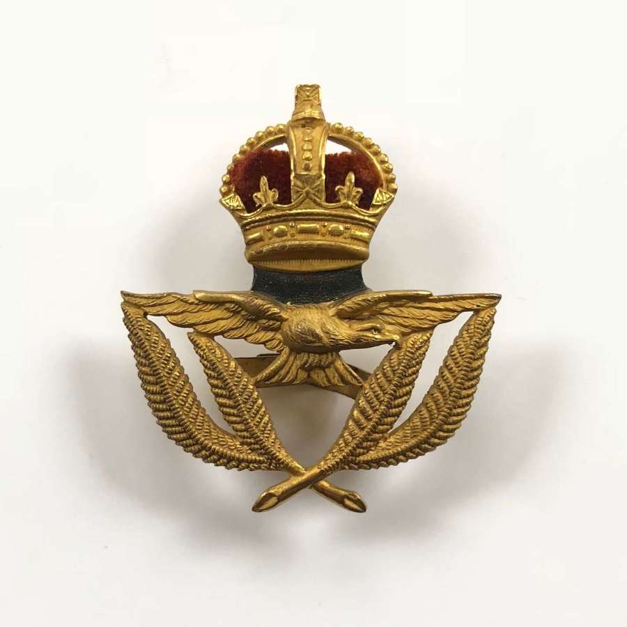 WW1 Attributed 1918 RAF 2nd Lieutenant War Economy Cap Badge by Ludski