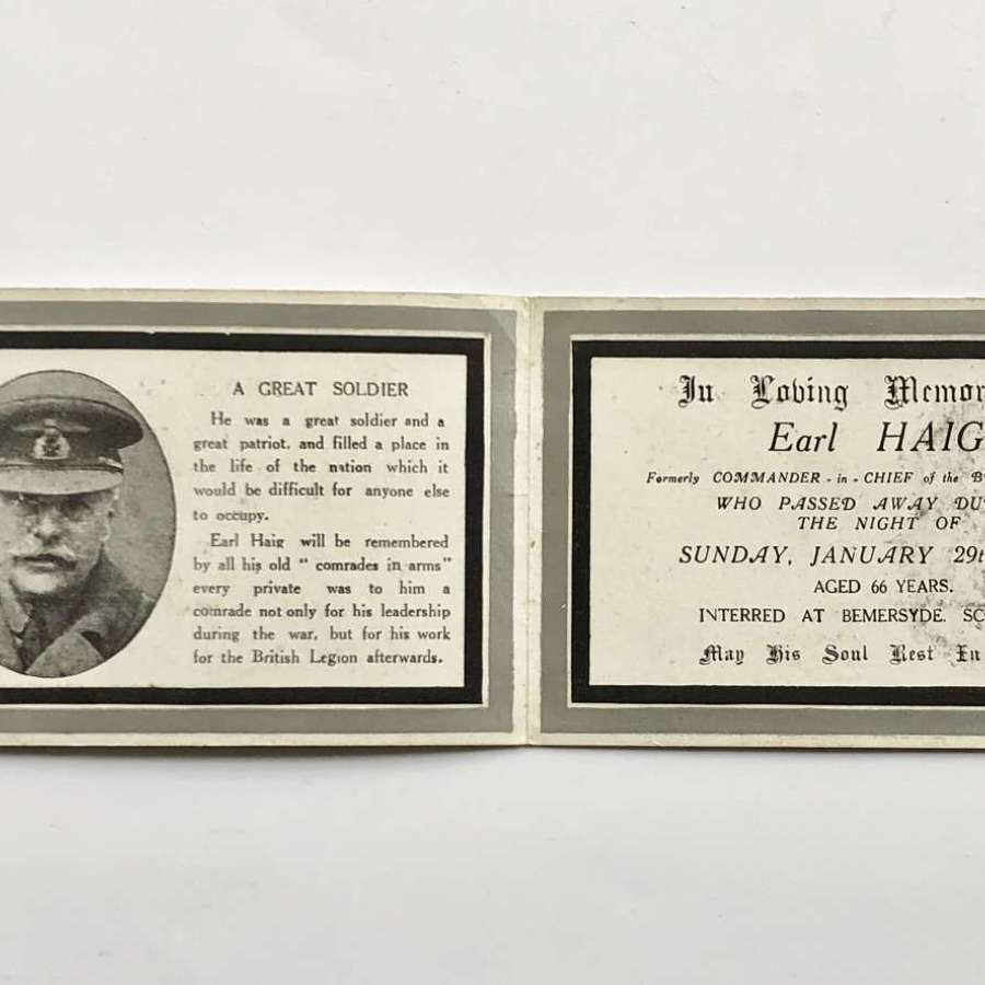 WW1 Earl Haig Memorial Card.