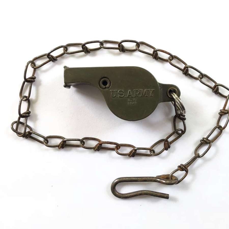 WW2 US Army Issue Whistle & Chain.