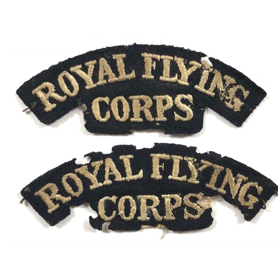 WW1 Royal Flying Corps RFC Matching Pair Cloth Shoulder Titles.