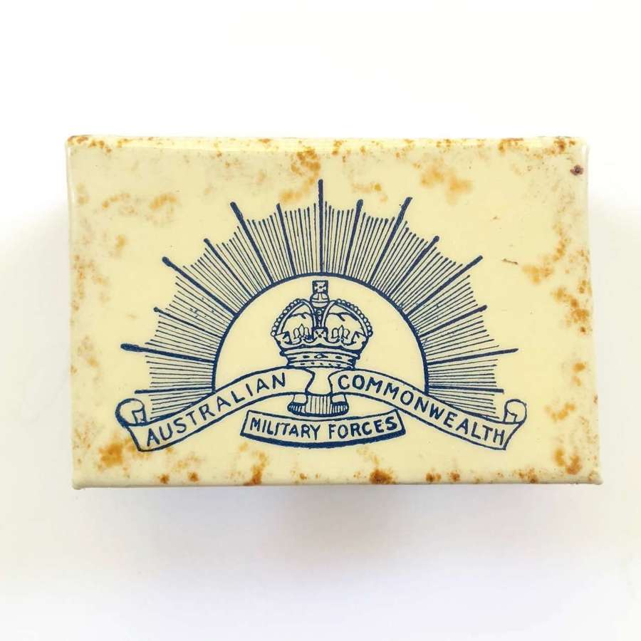 WW1 1917 Australian Expeditionary Force Red Cross Gift Matchbox Cover.