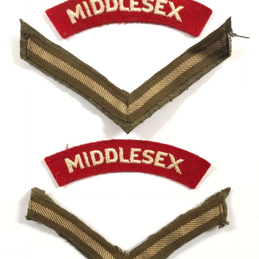 WW2 / Korea War Period Middlesex Regiment Cloth Shoulder Titles Badge.