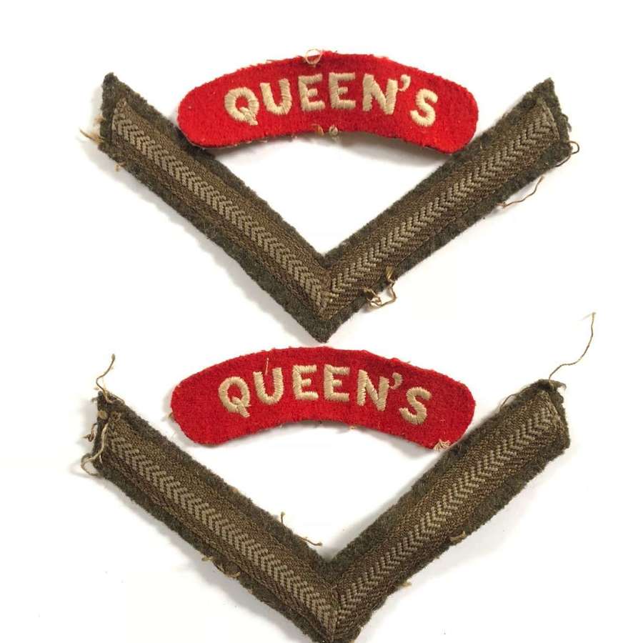 WW2 / Korea War Period Queen’s Regiment Cloth Shoulder Titles Badge.