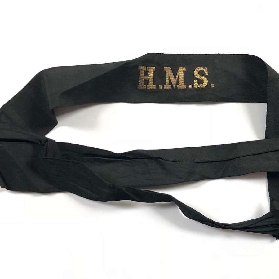 WW2 Royal Navy “HMS” Ratings Cap Tally Badge